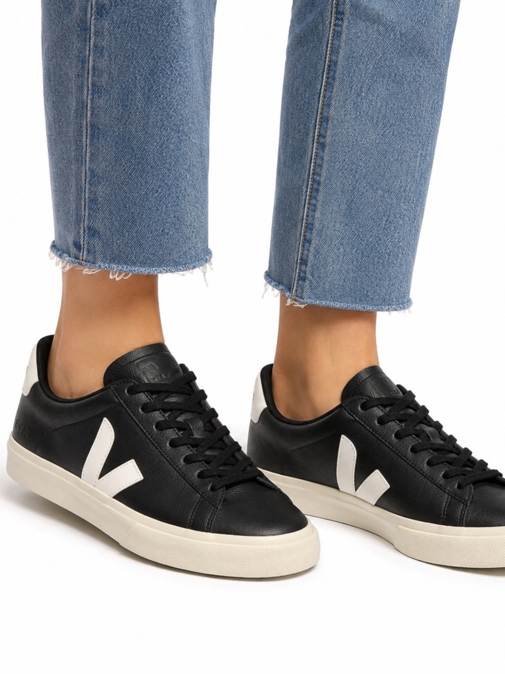 Veja Campo Unisex Black and White Leather Sneakers